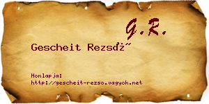 Gescheit Rezső névjegykártya